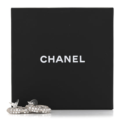 Chanel Baguette Crystal CC Drop Earrings Silver 5 of 5