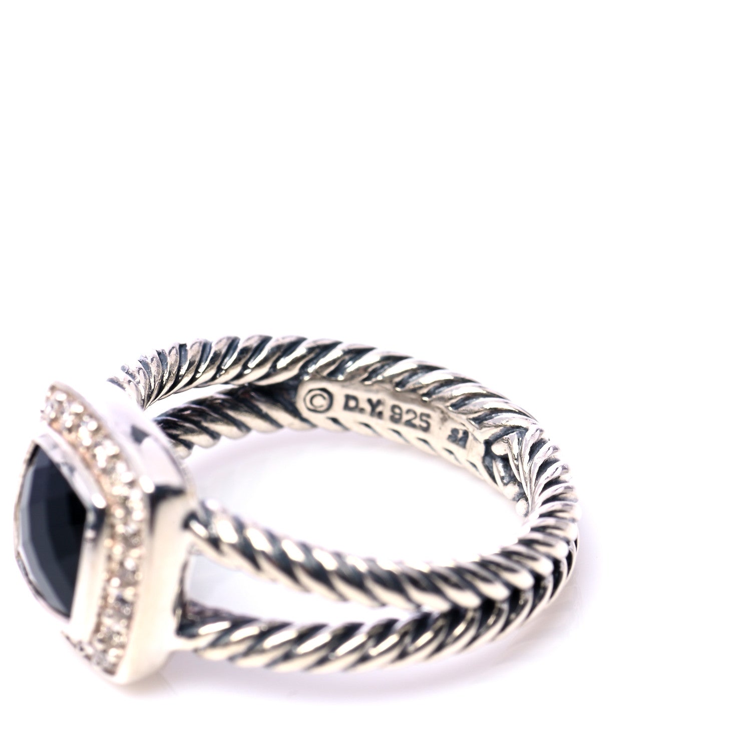 David Yurman Sterling Silver Diamond Black Onyx 7mm Petite Albion Ring 55 7.25 5 of 6