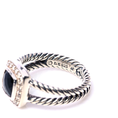 David Yurman Sterling Silver Diamond Black Onyx 7mm Petite Albion Ring 55 7.25 5 of 6