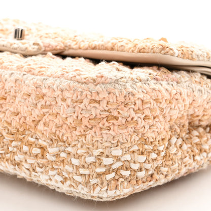 Chanel Tweed Quilted Medium Double Flap Beige Ecru Pink 10 of 10