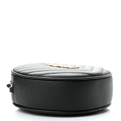 Saint Laurent Grain De Poudre Matelasse Chevron Quilted Round Vinyle Camera Bag Black 4 of 8