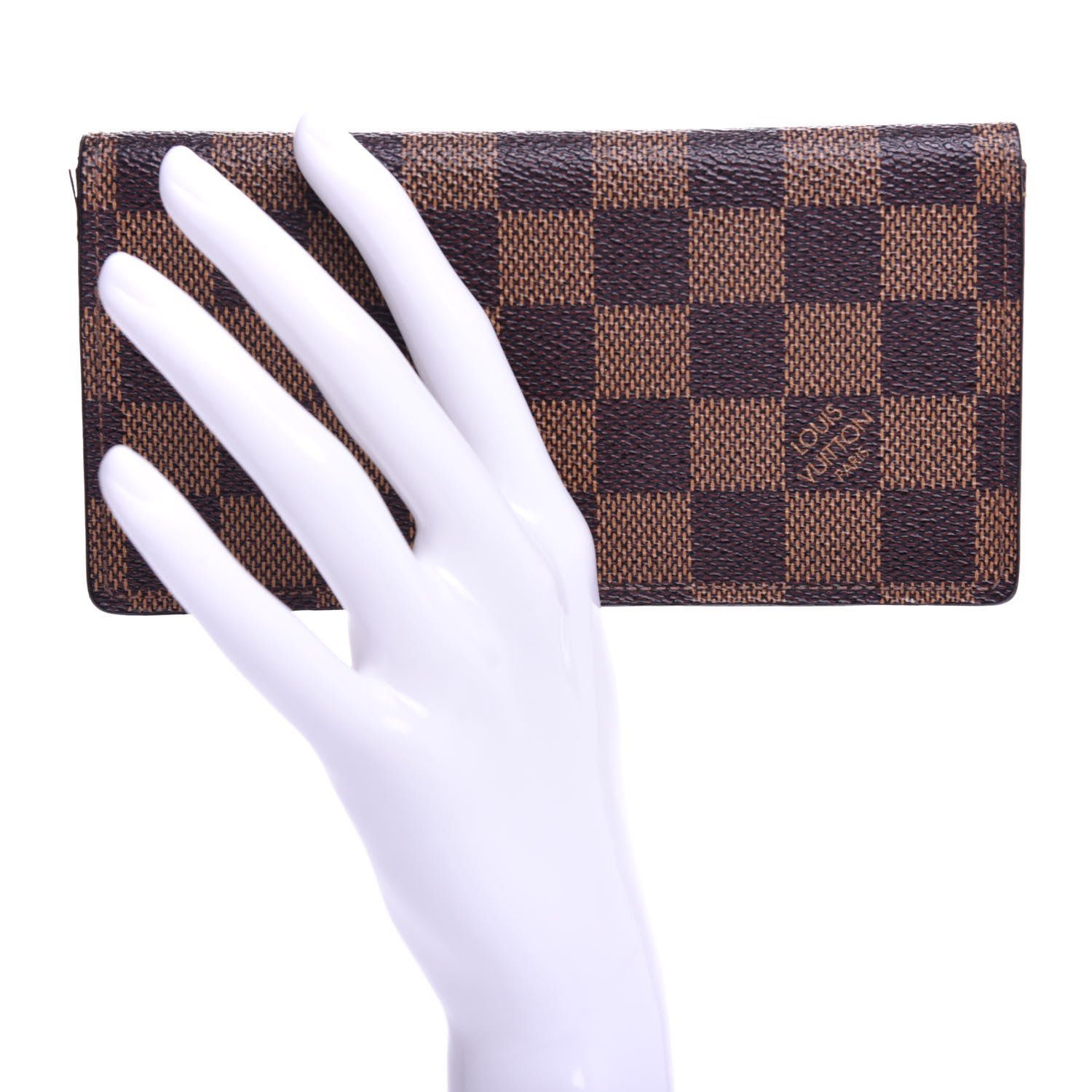 Louis Vuitton Damier Ebene Simple Checkbook Cover Wallet 2 of 7