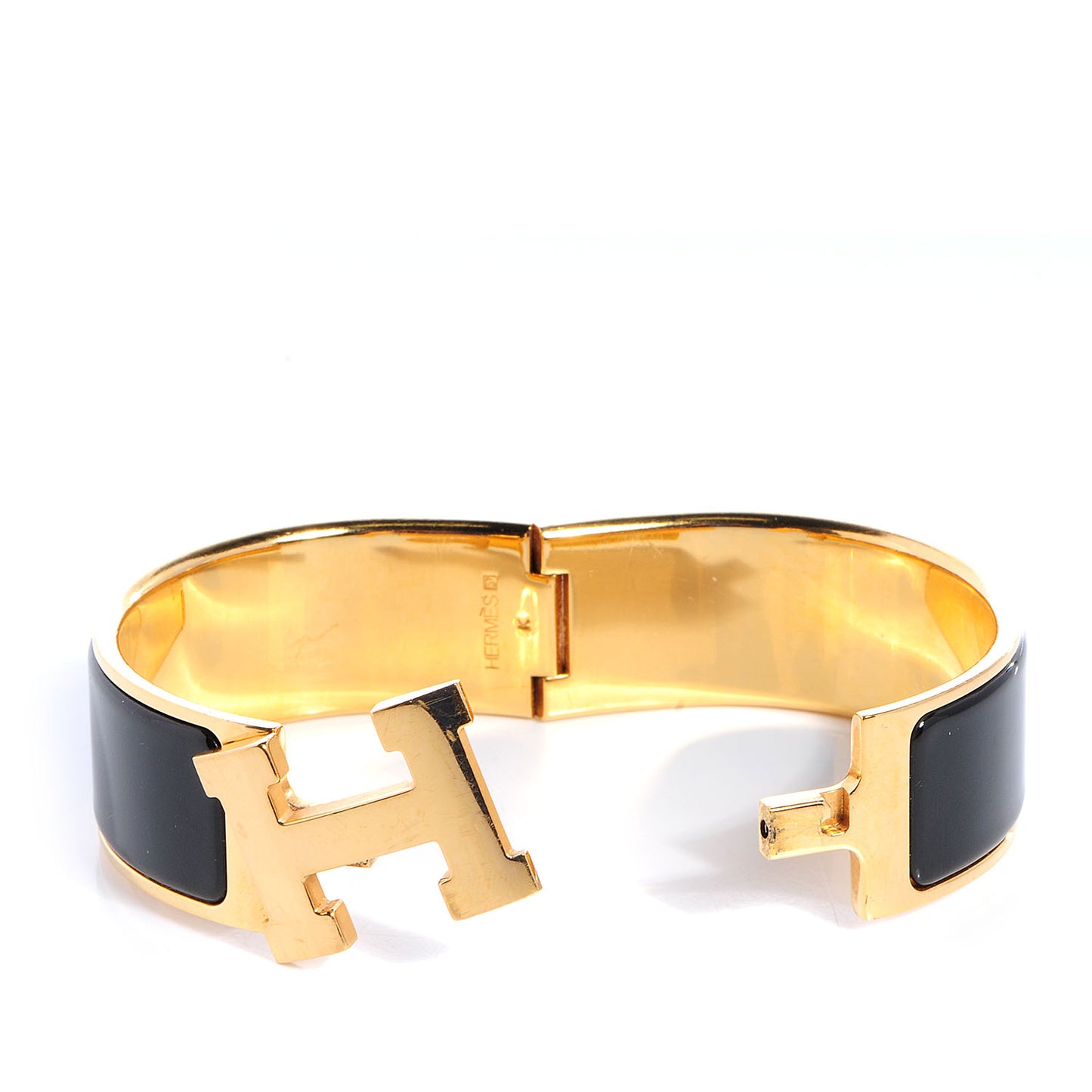 Enamel Clic Clac H Bracelet Wide GM Black