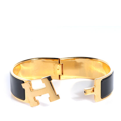 Hermes Enamel Clic Clac H Bracelet Wide GM Black 3 of 4