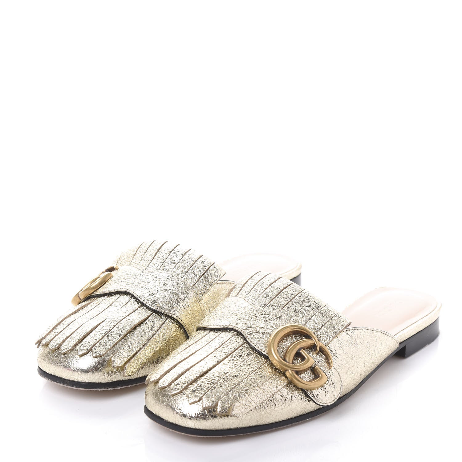 Gucci Galassia Womens GG Marmont Fringe Slippers 35.5 Platino 3 of 7
