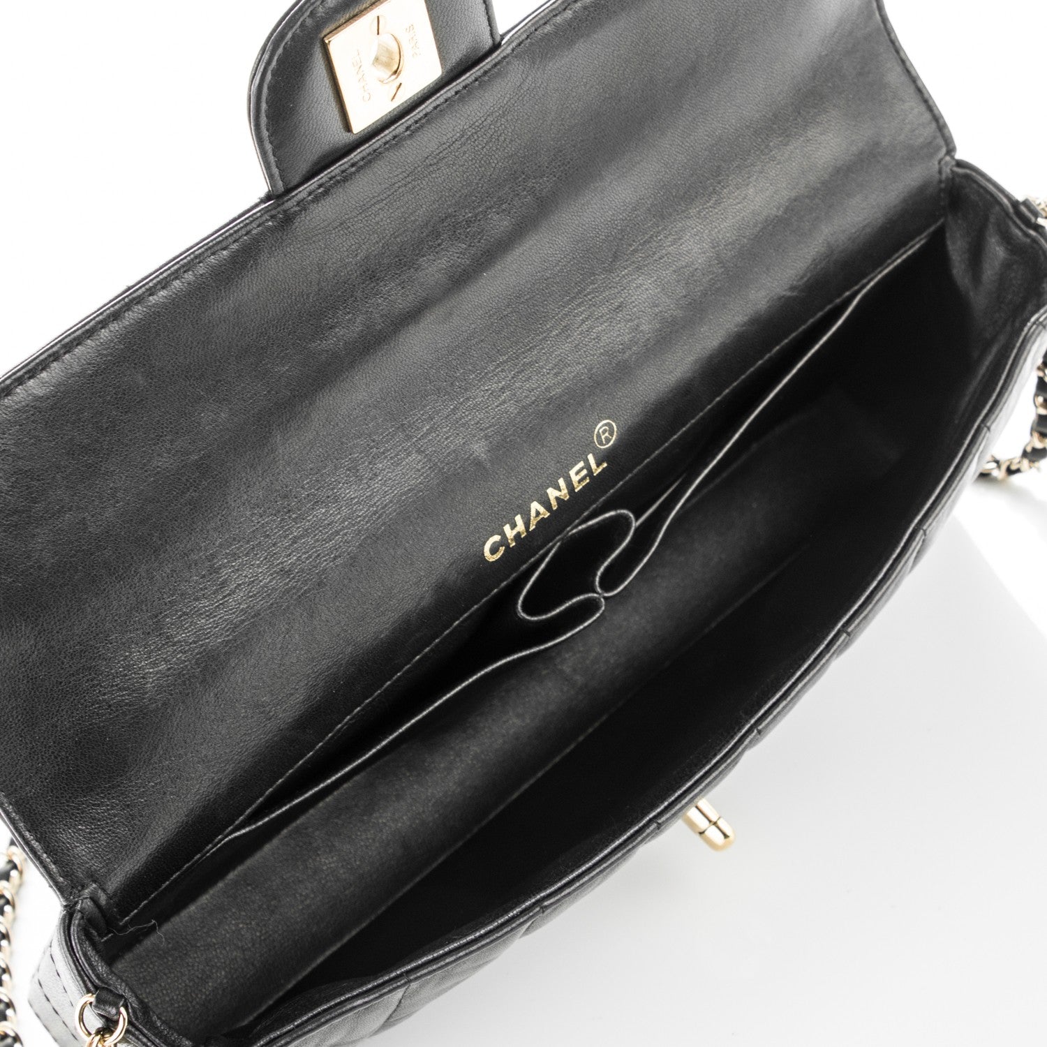 Chanel Lambskin Quilted East West Chocolate Bar Flap Black 5 of 8
