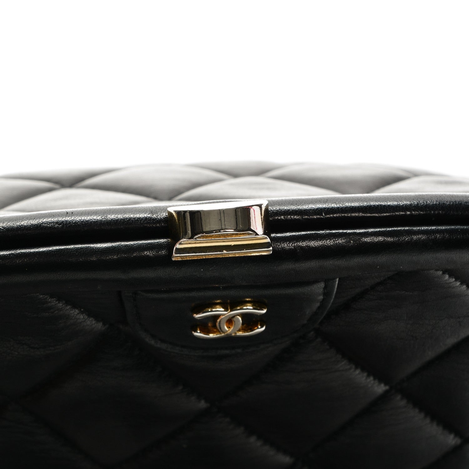 Chanel Calfskin Quilted Kisslock Frame Bag Black 9 of 10