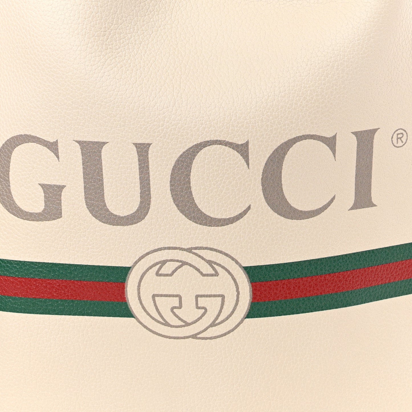 Calfskin Logo Drawstring Backpack Mystic White