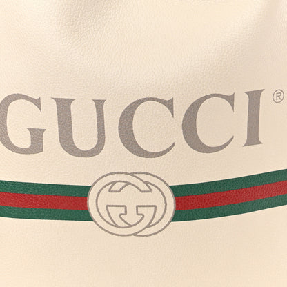 Gucci Calfskin Logo Drawstring Backpack Mystic White 8 of 10