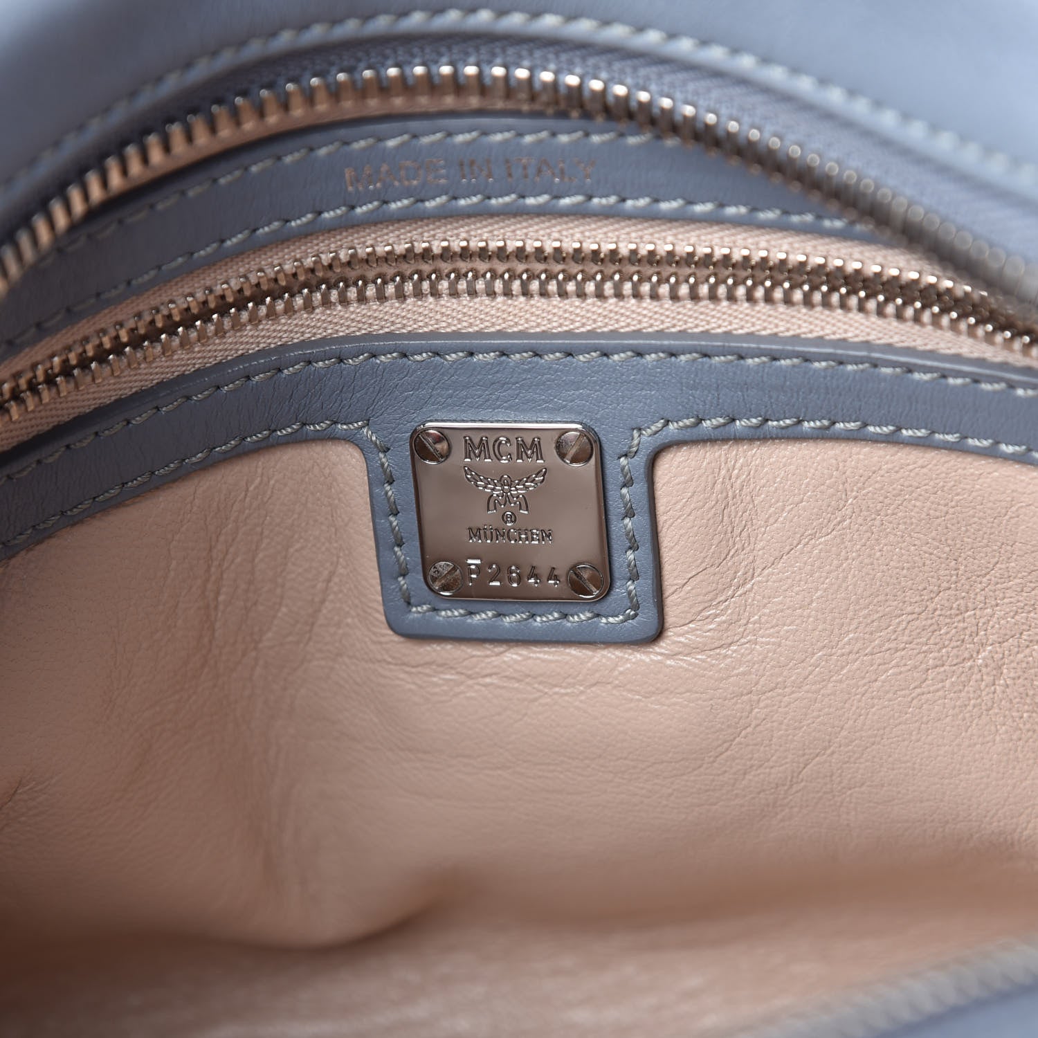 MCM Calfskin Boston Bag Sky Blue 8 of 9