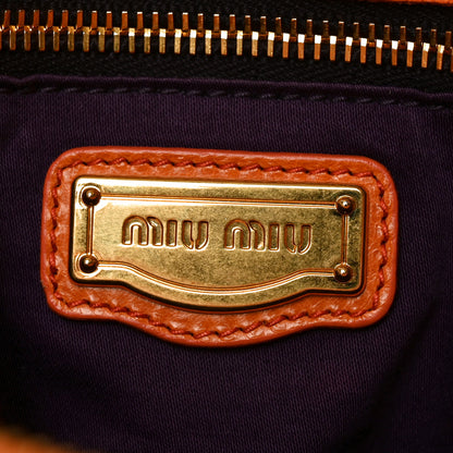 Miu Miu Vitello Lux Medium Bow Bag Amarena 6 of 9