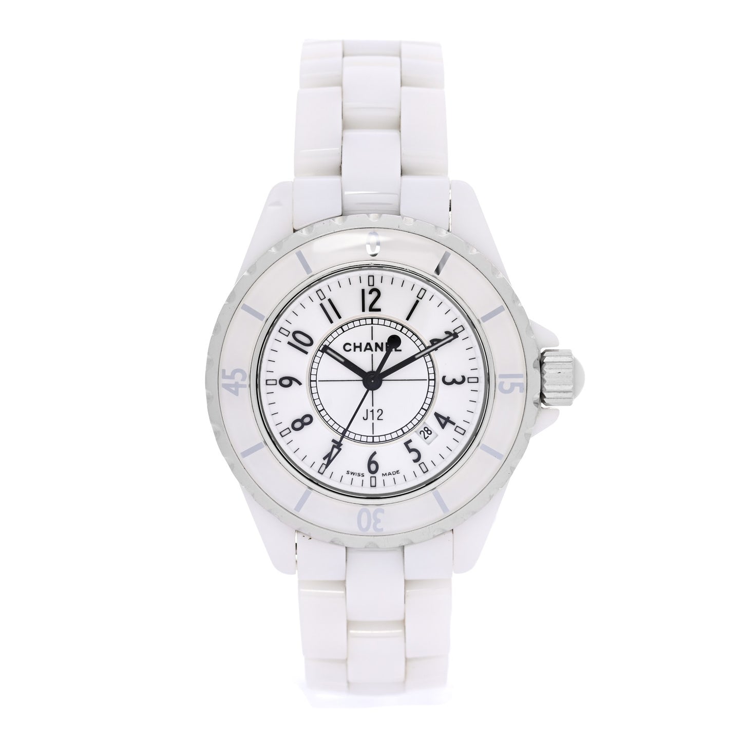 Stainless Steel Ceramic 33mm J12 Quartz Watch White