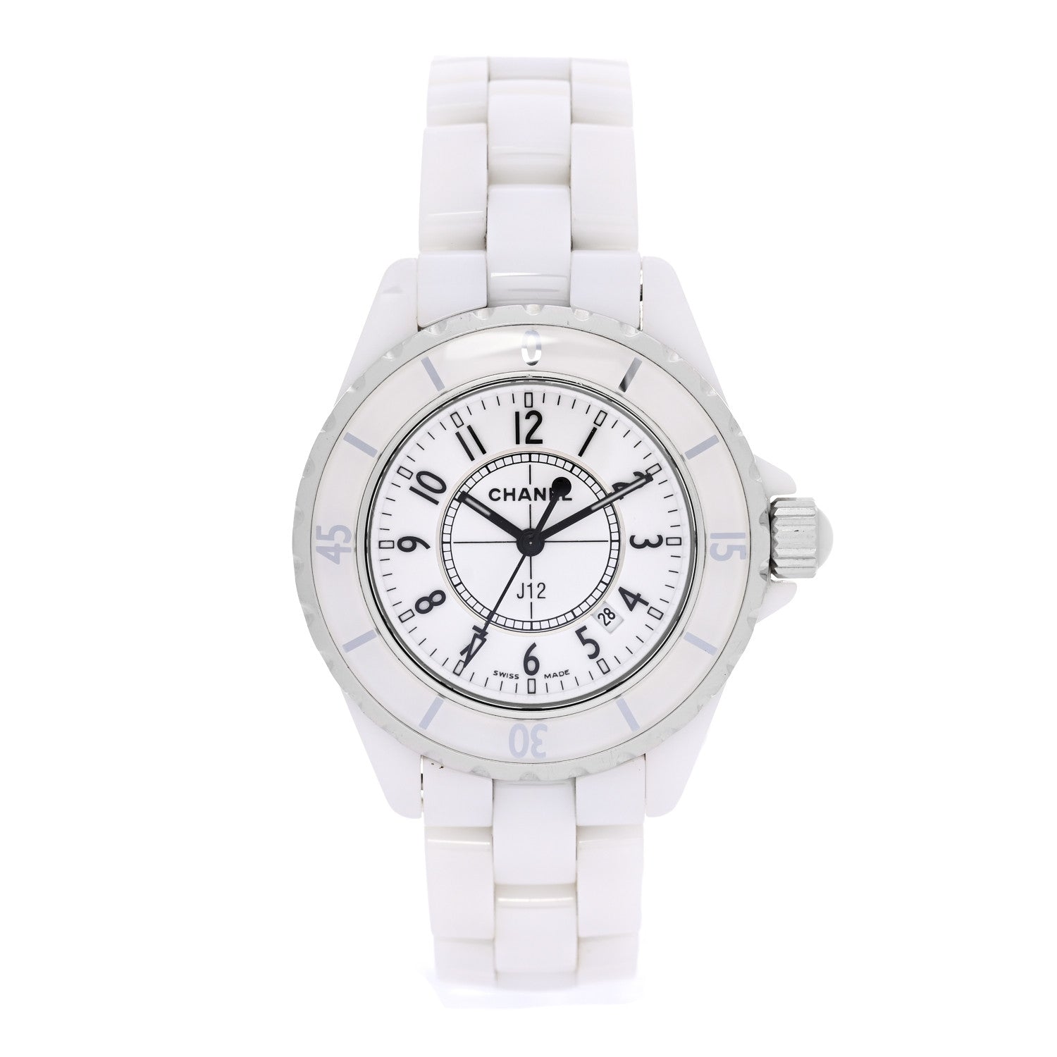 Chanel Stainless Steel Ceramic 33mm J12 Quartz Watch White 1 of 5
