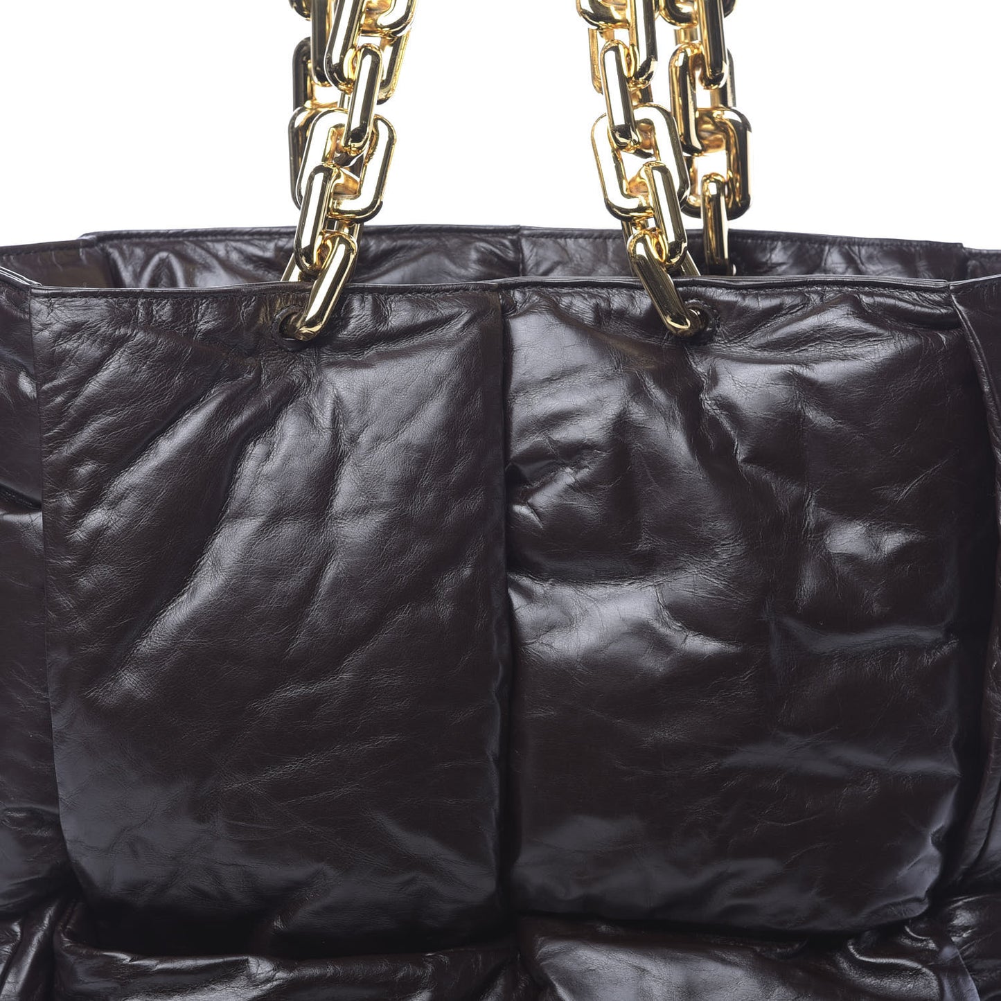 Calfskin Maxi Intrecciato Puffy Chain Tote Bag Fondente