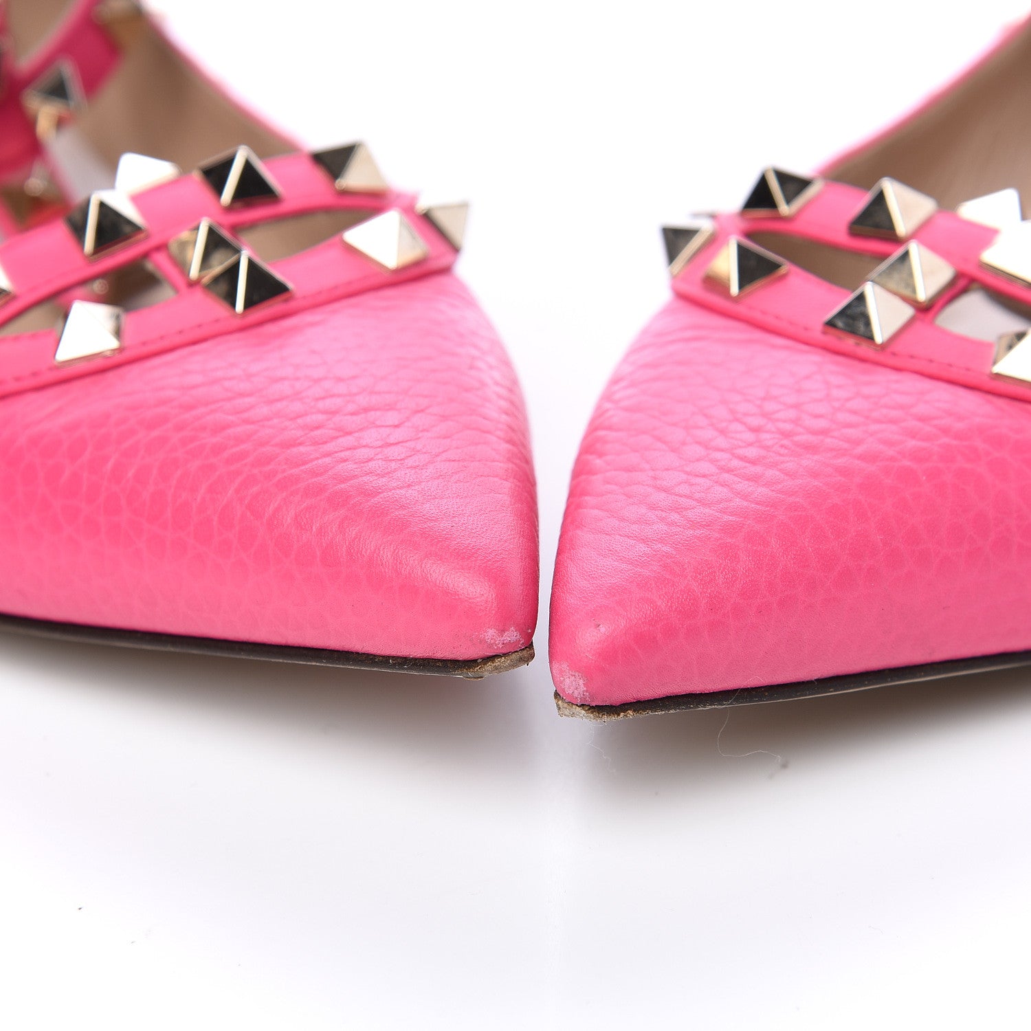 Valentino Garavani Pebbled Calfskin Rockstud Cage Ballerina Flats 38 Peony 11 of 11