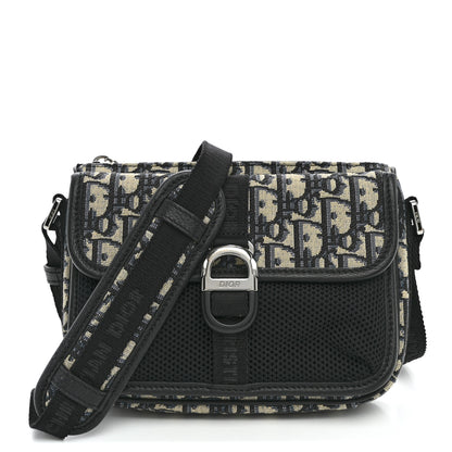 Christian Dior Oblique Jacquard Dior 8 Pouch With Strap Blue Black 1 of 10