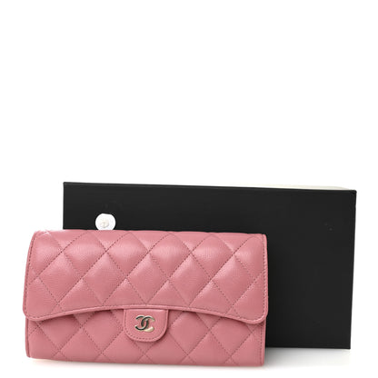 Chanel Caviar Quilted Large Gusset Flap Wallet Pink 8 of 8