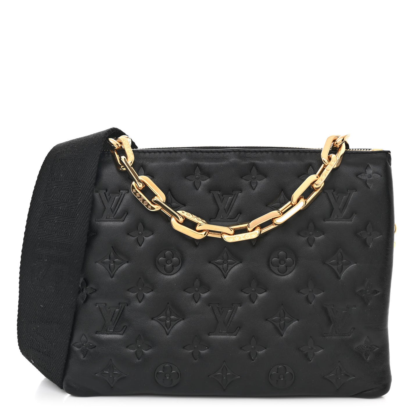 Lambskin Embossed Monogram Coussin PM Black