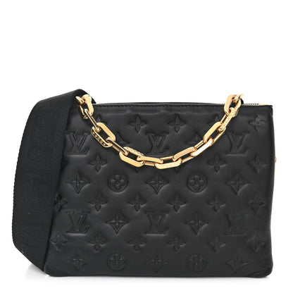 Louis Vuitton Lambskin Embossed Monogram Coussin PM Black 1 of 12
