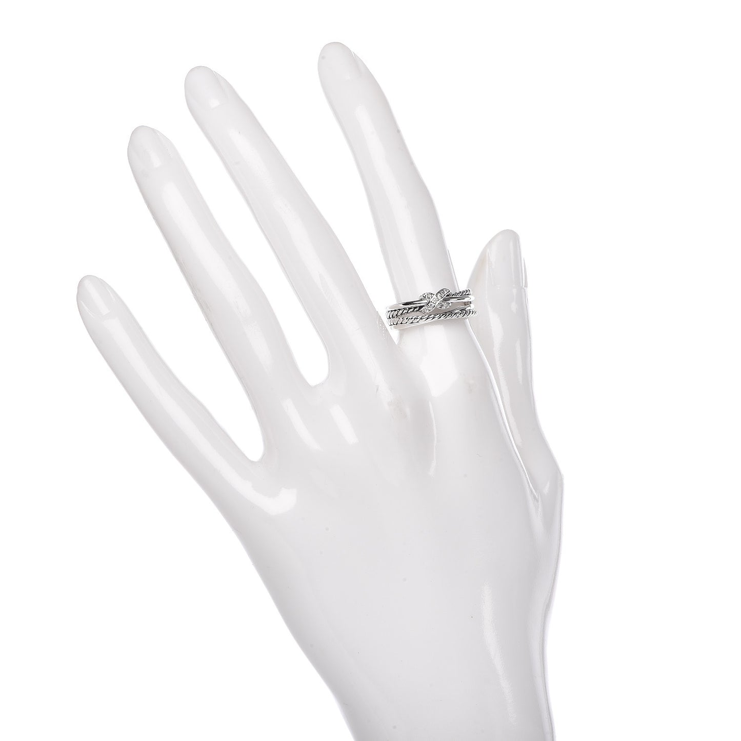 Sterling Silver Diamond X Crossover Ring 51 5.75