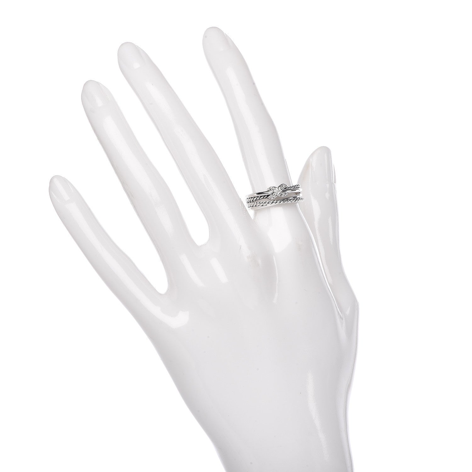 David Yurman Sterling Silver Diamond X Crossover Ring 51 5.75 2 of 5