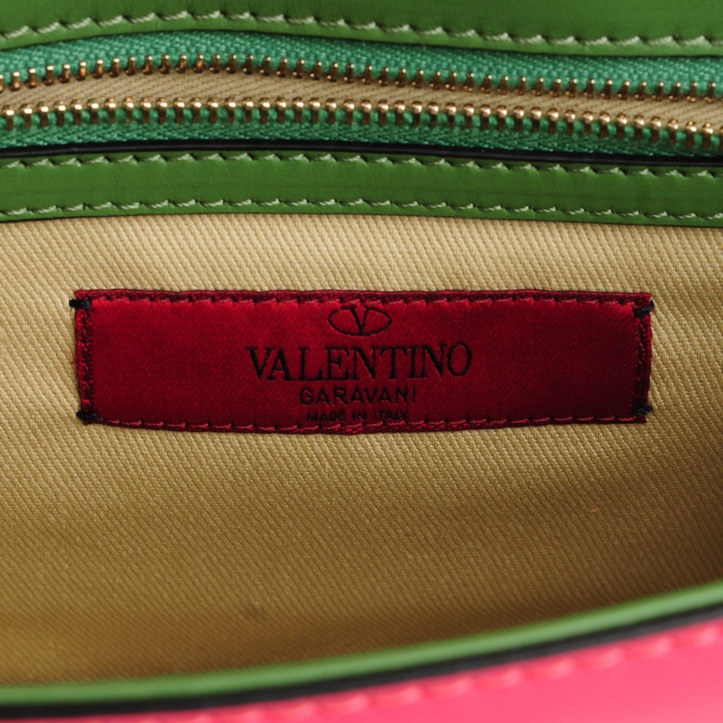 Vitello Small Glam Lock Rockstud Flap Green Deep Rose Grey Scarlet