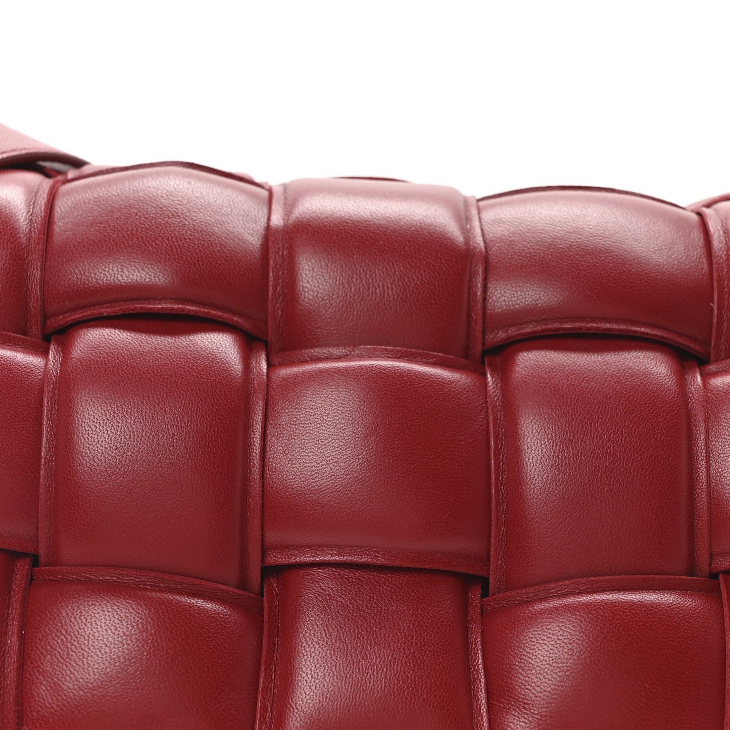 Nappa Maxi Intreccio Padded Cassette Crossbody Bag Dark Red