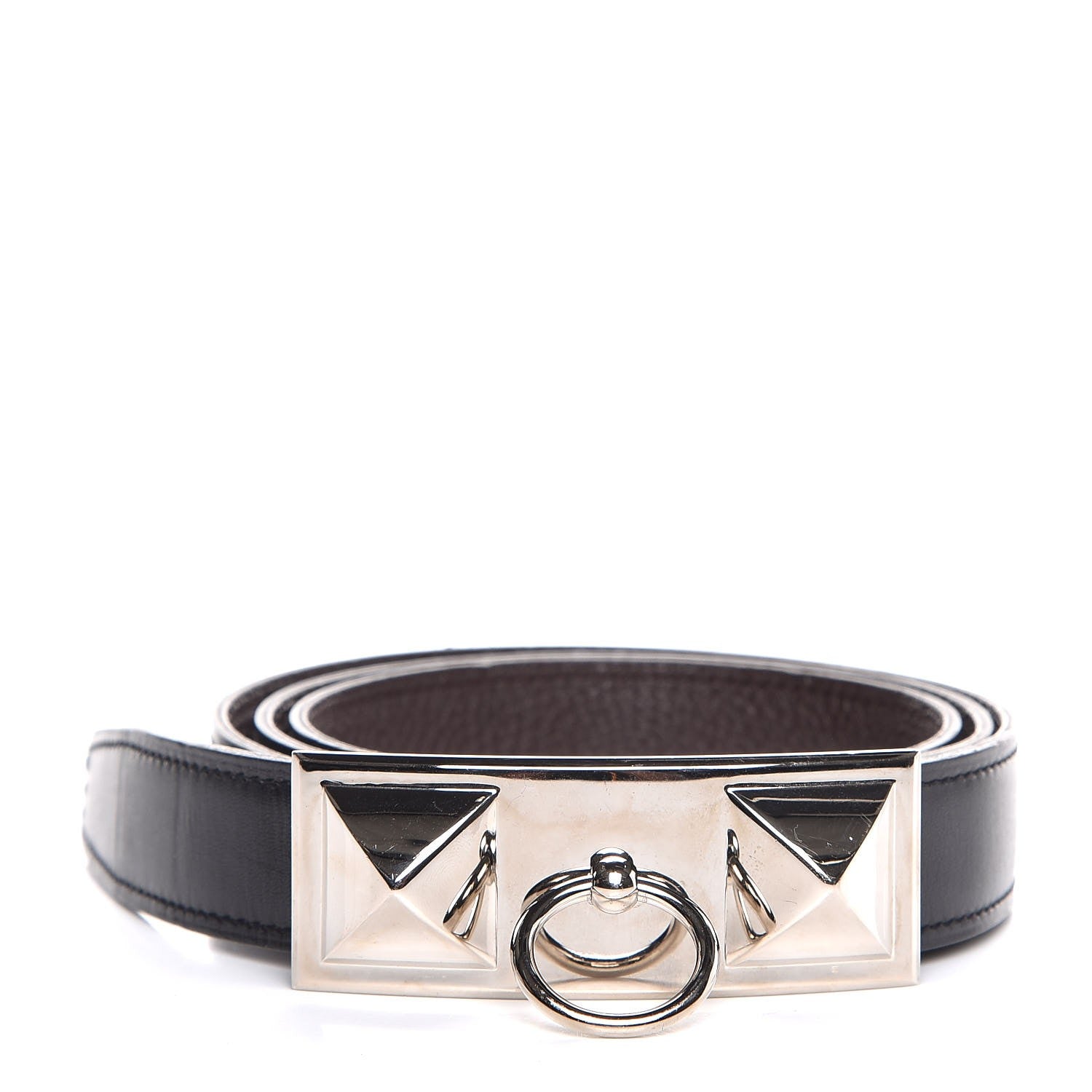Hermes Box Togo 24mm Sydney Belt 90 Black Chocolate 1 of 8