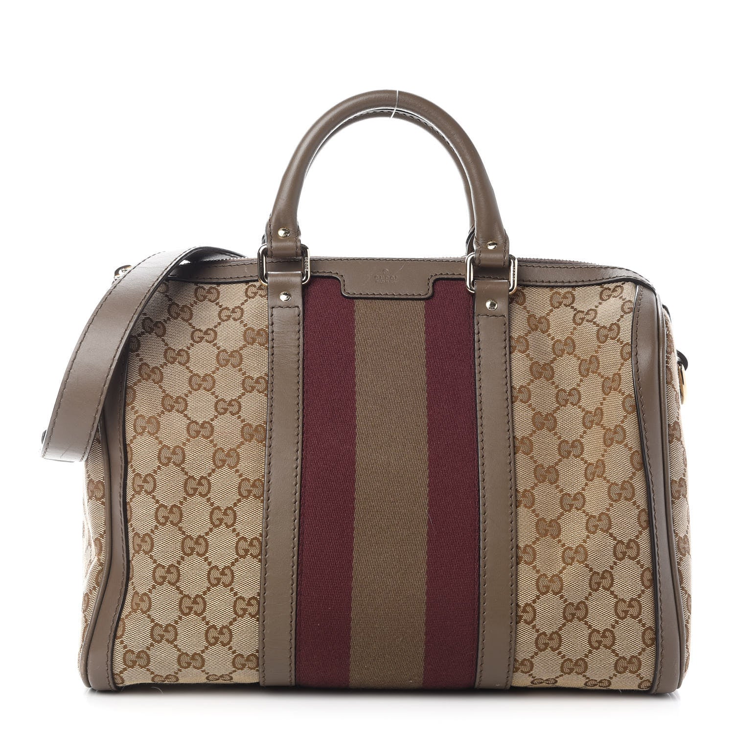 Gucci Monogram Vintage Web Medium Boston Maple Brown 1 of 10