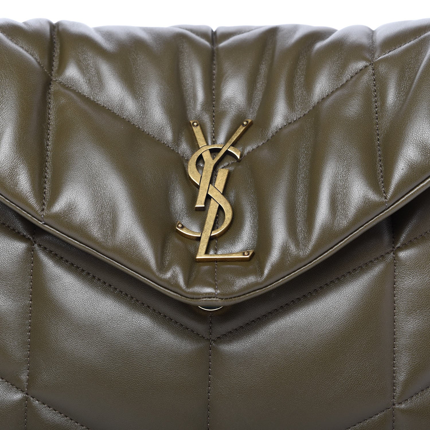 Saint Laurent Lambskin Quilted Medium Loulou Puffer Monogram Chain Satchel Seaweed 11 of 11