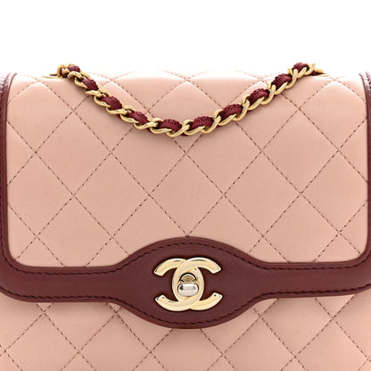 Chanel Lambskin Quilted Mini Two Tone Day Flap Pink Burgundy 8 of 15