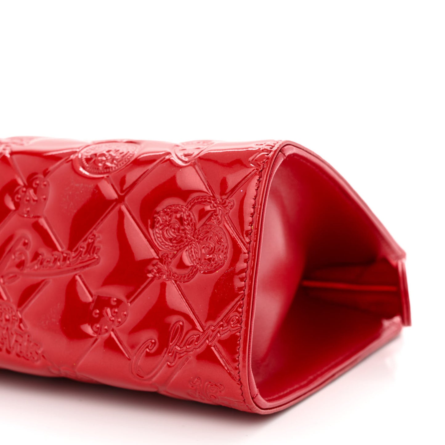 Patent Calfskin Lucky Symbols Pochette Red