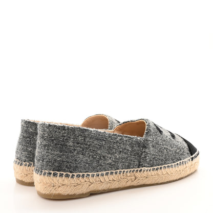 Chanel Wool Velvet CC Espadrilles 40 Grey Black 5 of 10