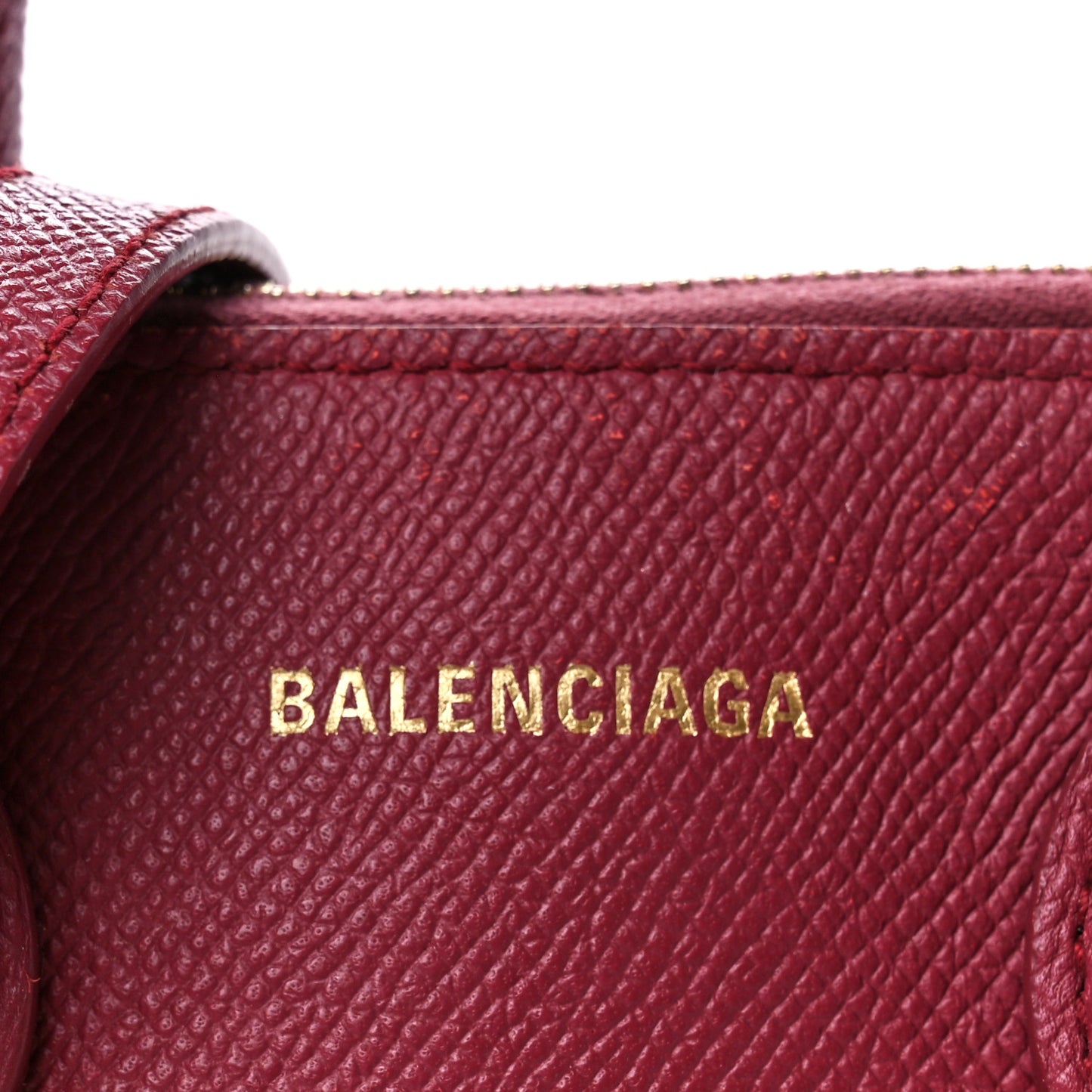 Signature Grained Calfskin Logo XXS Ville Top Handle Bag Rouge Grenat White