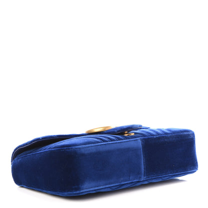 Gucci Velvet Matelasse Medium GG Marmont Shoulder Bag Cobalt Blue 3 of 9