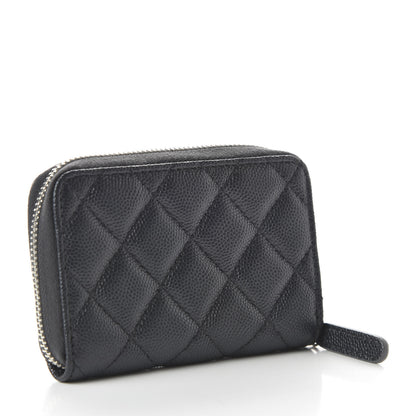 Chanel Metallic Caviar Quilted CC Zip Around Coin Purse Wallet Dark Grey 3 of 11