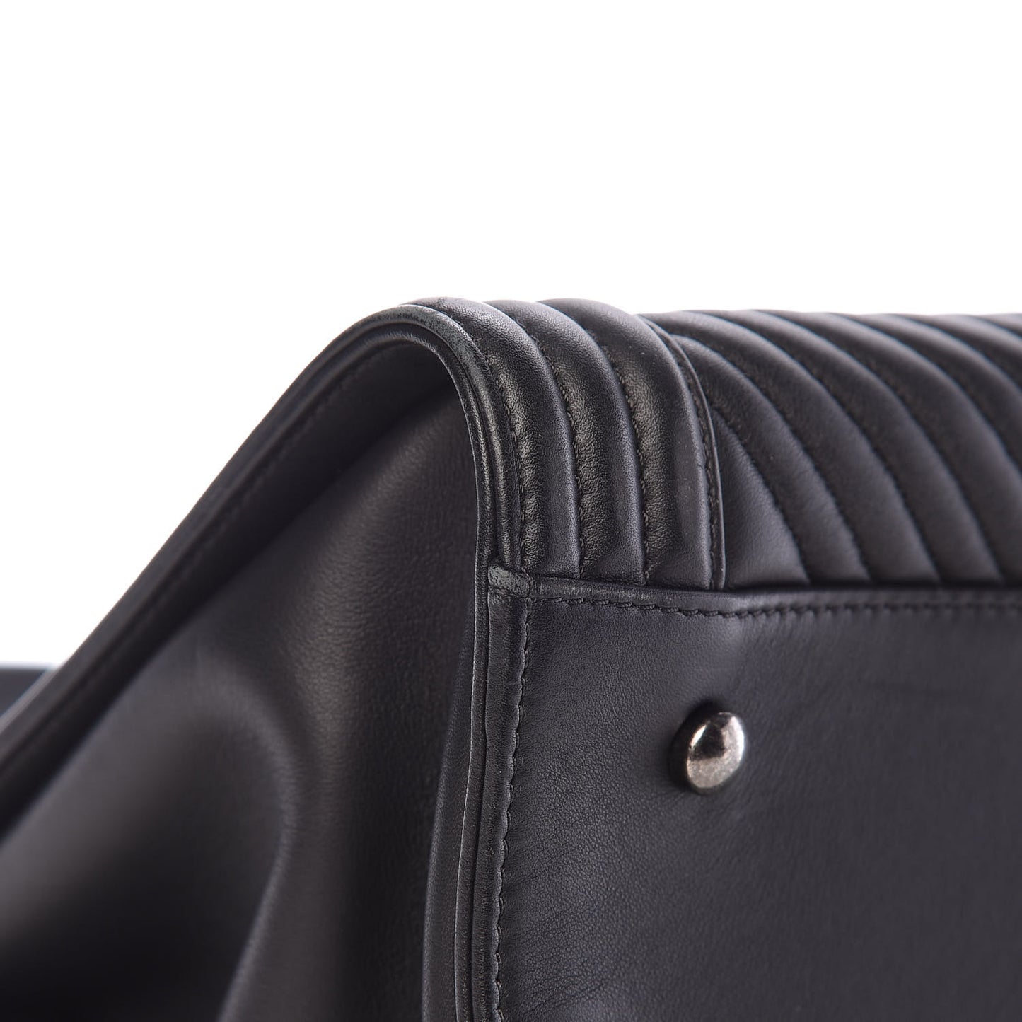 Calfskin Chevron Quilted Boy Shopping Tote Black