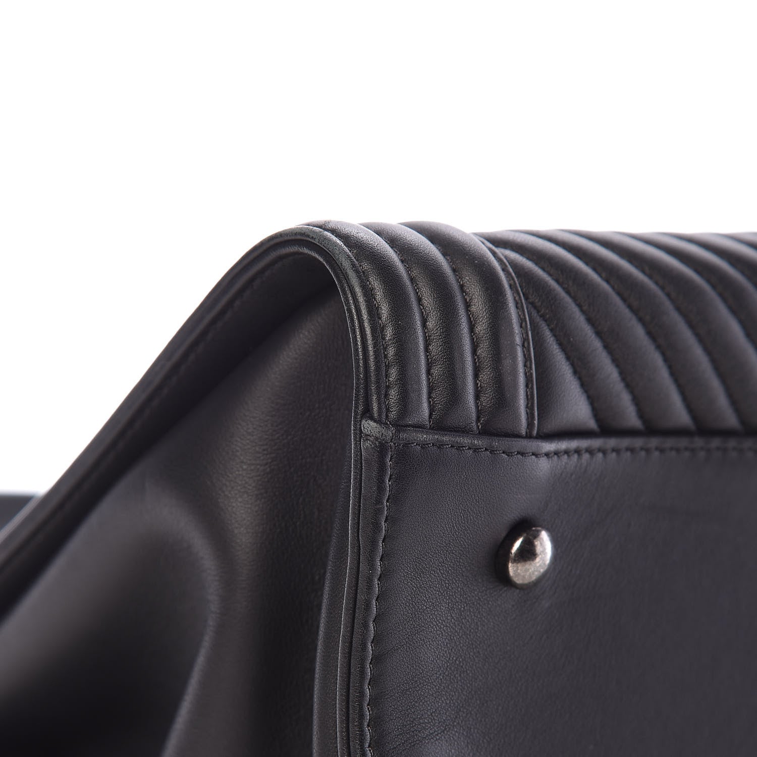 Chanel Calfskin Chevron Quilted Boy Shopping Tote Black 9 of 14