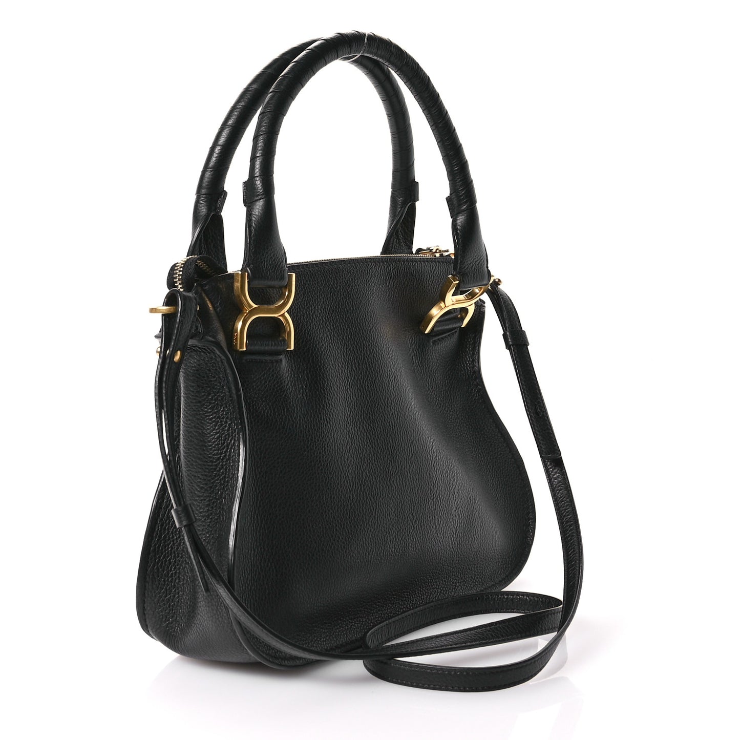 Calfskin Small Marcie Satchel Black