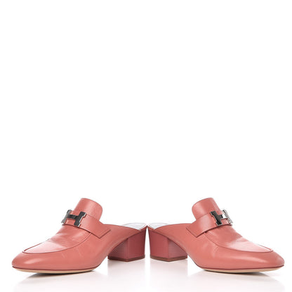 Hermes Goatskin Paradis Mules 37 Rouge Blush 6 of 11