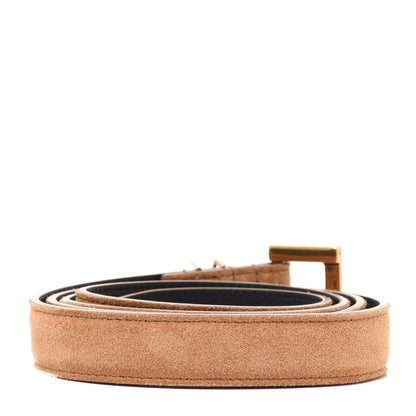 Saint Laurent Suede Monogram Square Buckle Belt 95 38 Tan Bronze 2 of 7