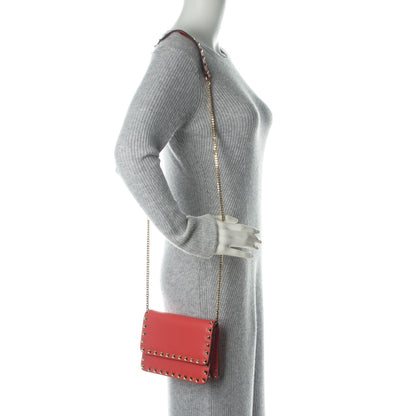 Valentino Garavani Vitello Rockstud Chain Flap Crossbody Bag Deep Rose 2 of 11