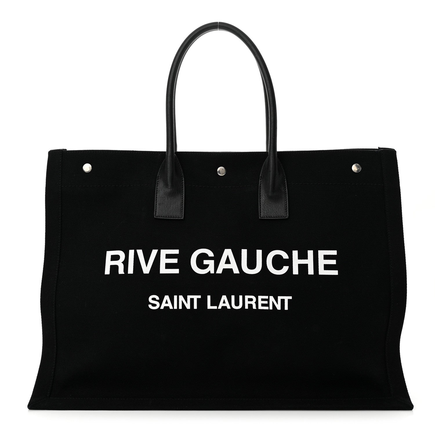 Saint Laurent Linen Calfskin Rive Gauche Tote Black 1 of 9