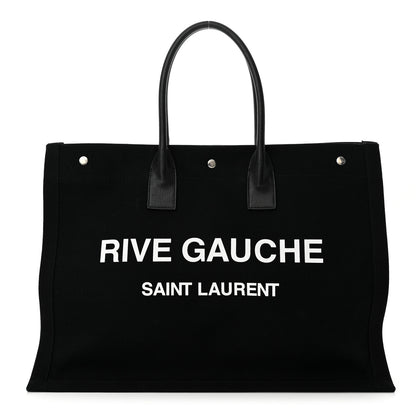 Saint Laurent Linen Calfskin Rive Gauche Tote Black 1 of 9