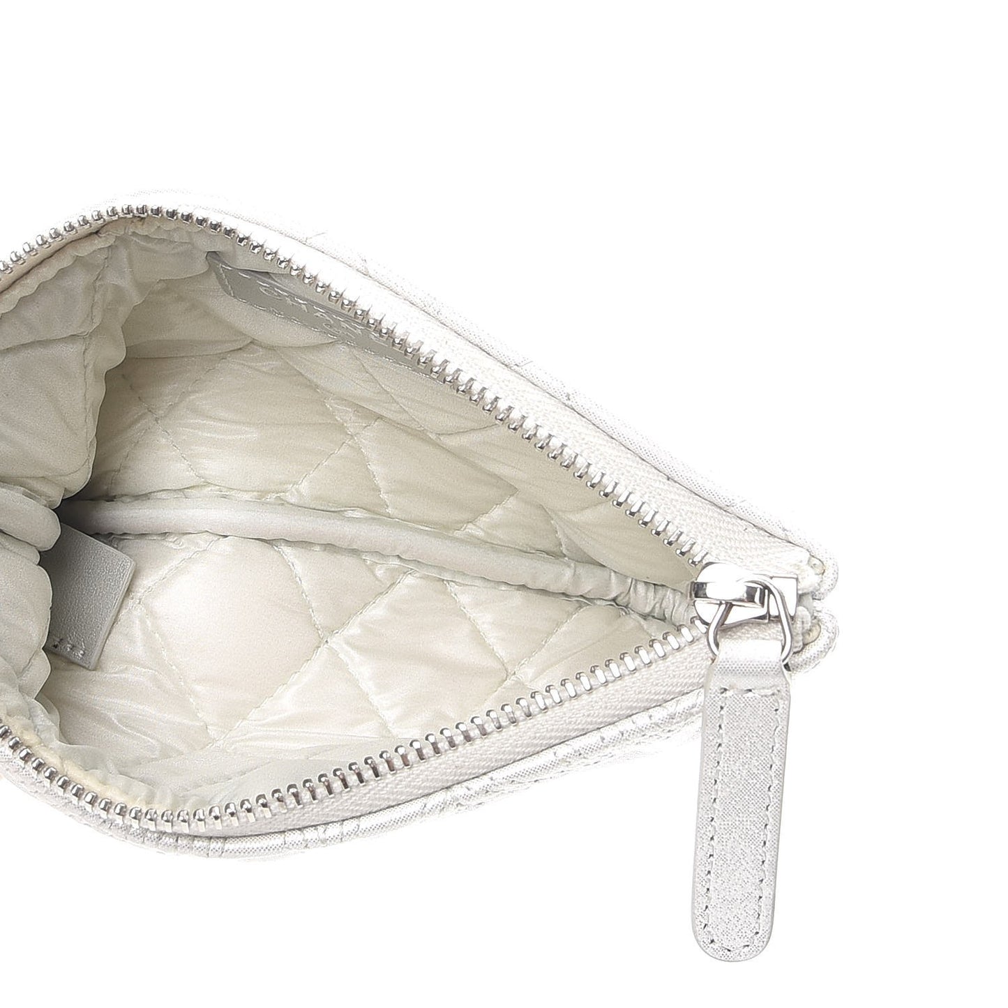 Metallic Lambskin Star Embossed Coin Purse Case Light Silver