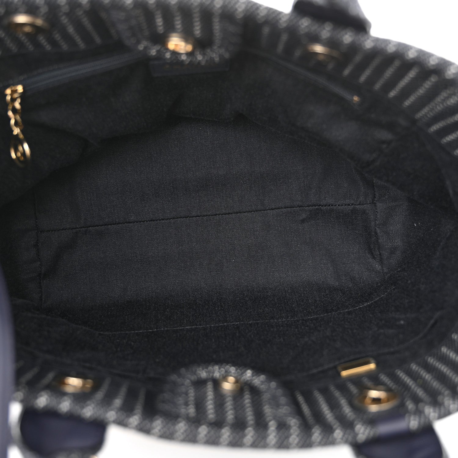Chanel Mixed Fibers Striped Small Deauville Navy Blue White 7 of 12