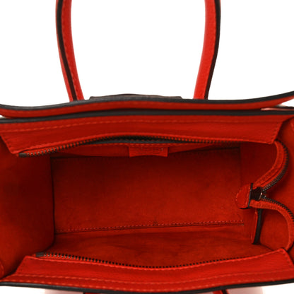 Celine Drummed Calfskin Nano Luggage Vermillion 5 of 8