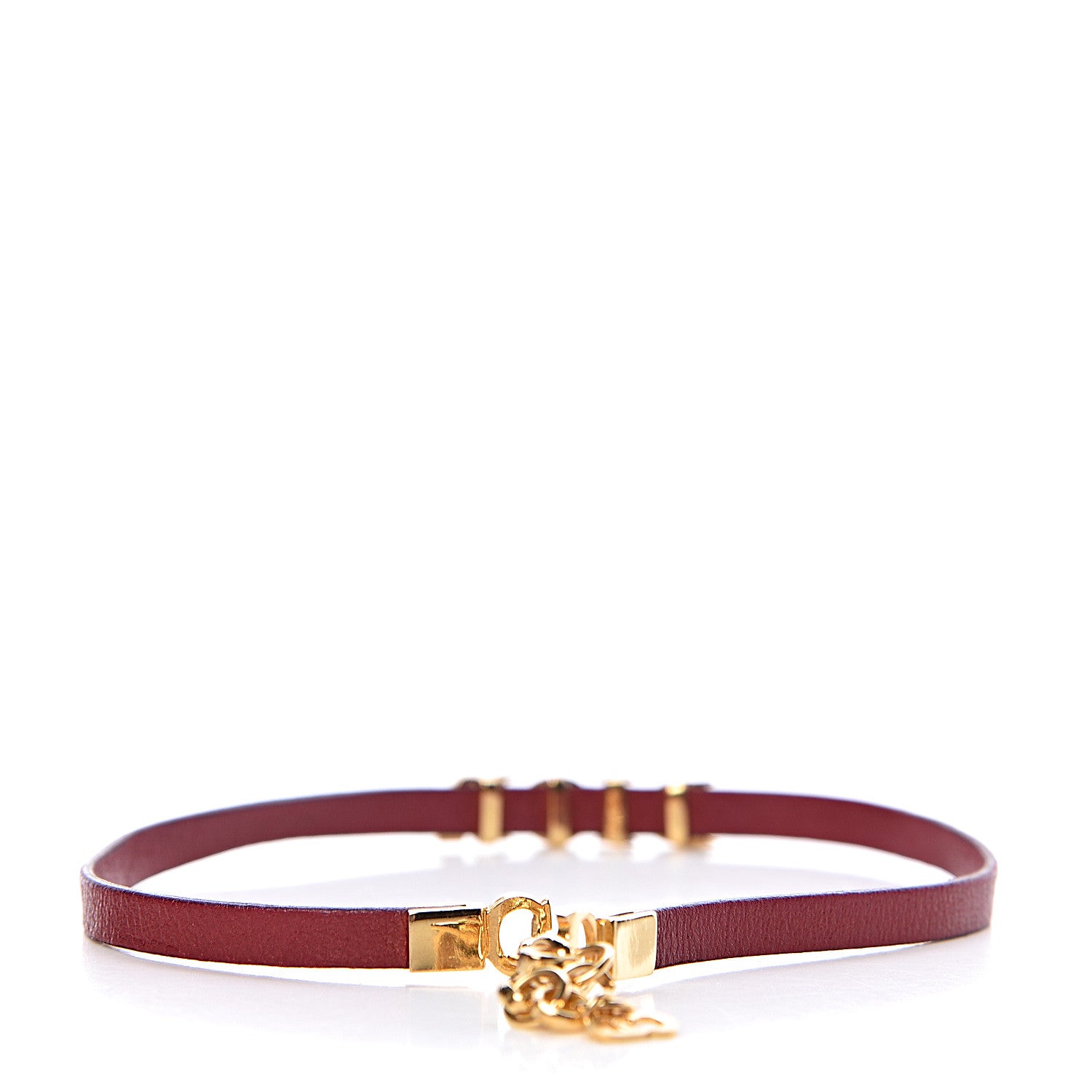 Christian Dior Calfskin Dior Logo Choker Necklace Red 3 of 4