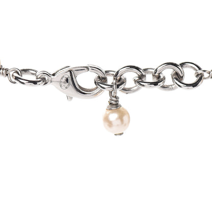 Chanel Crystal Pearl CC Long Necklace Silver 4 of 5