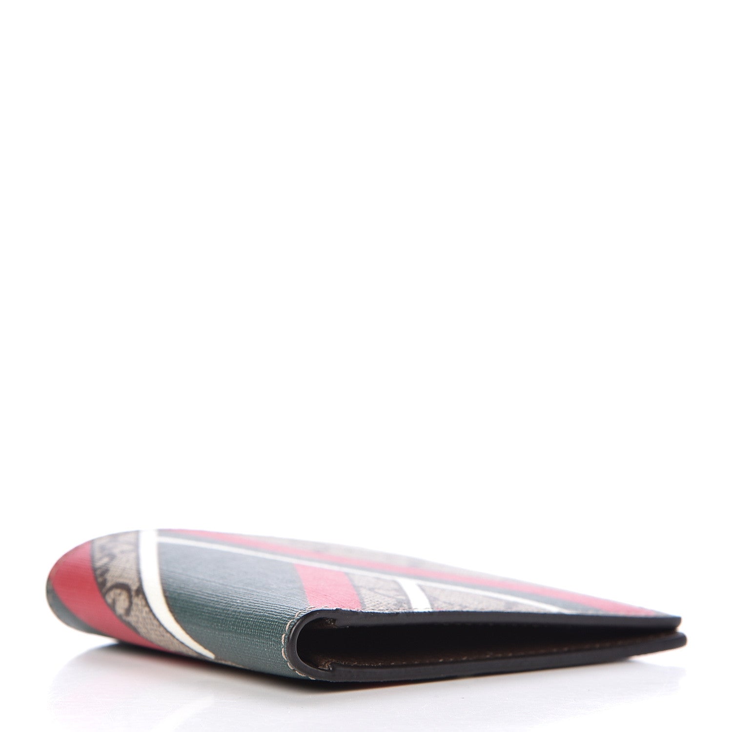 Gucci GG Supreme Monogram Chevron Bi-Fold Wallet Beige Green Red New Acero 4 of 7